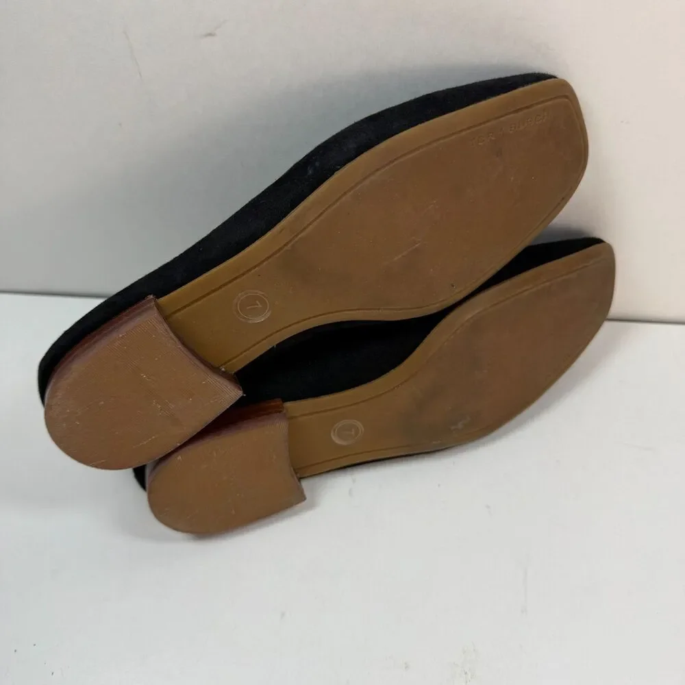 Tory Burch Leigh 15MM Black Shoe Elastic Loafer Silk Women's Size 7 M